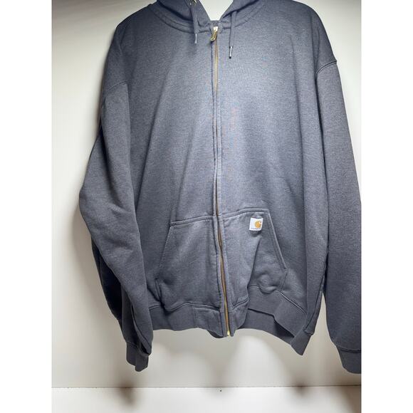 Carhartt Men’s Loose Fit Jacket 2XL Gray Zipper Front Hooded Utility Cotton - Picture 9 of 11